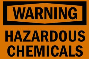 Hazardous chemical sign that should be attached to a wood stove since they create dioxin.