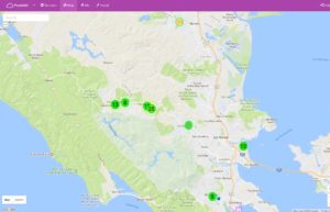 Map of air monitors designed to detect hazardous wood smoke pollution.